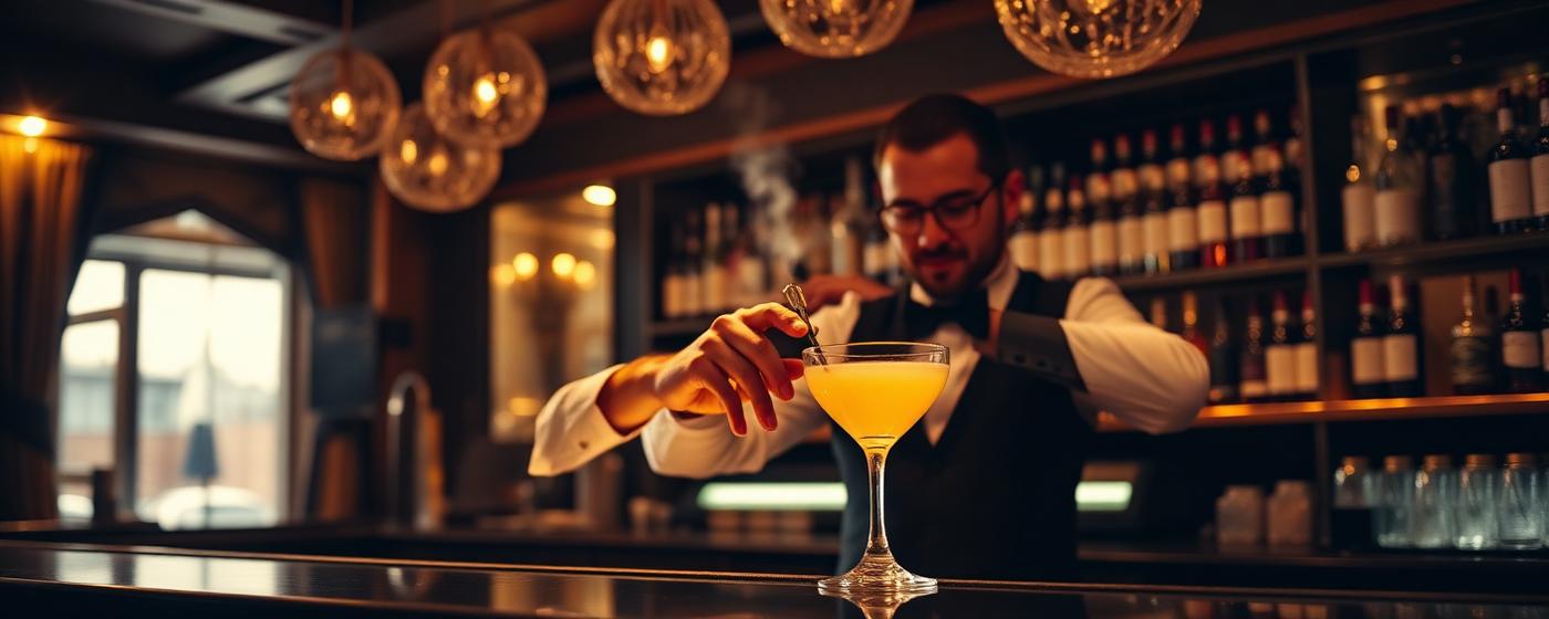 Bartender preparando un cóctel