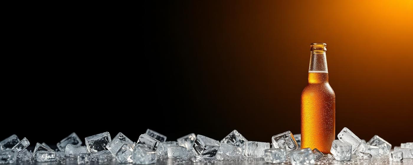 Cervezas frías sobre hielo